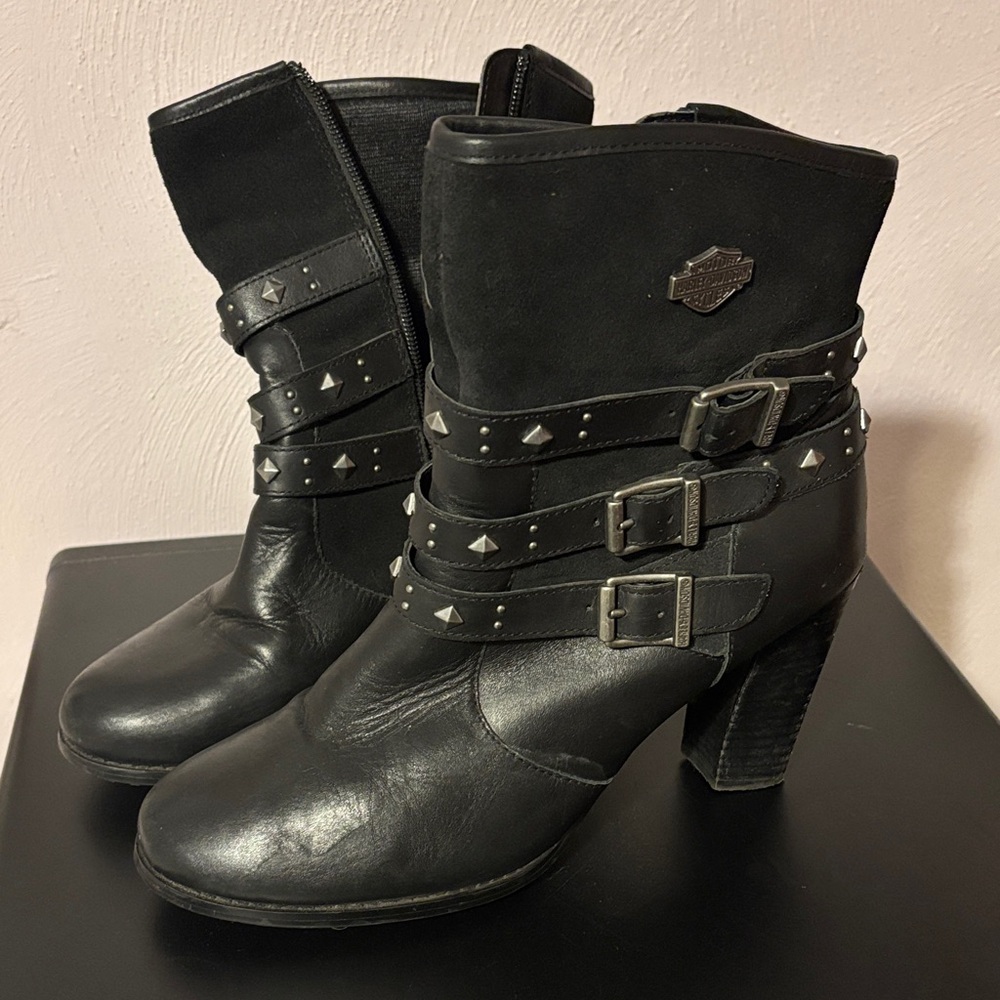 Harley-Davidson Black Studded Heeled Boots